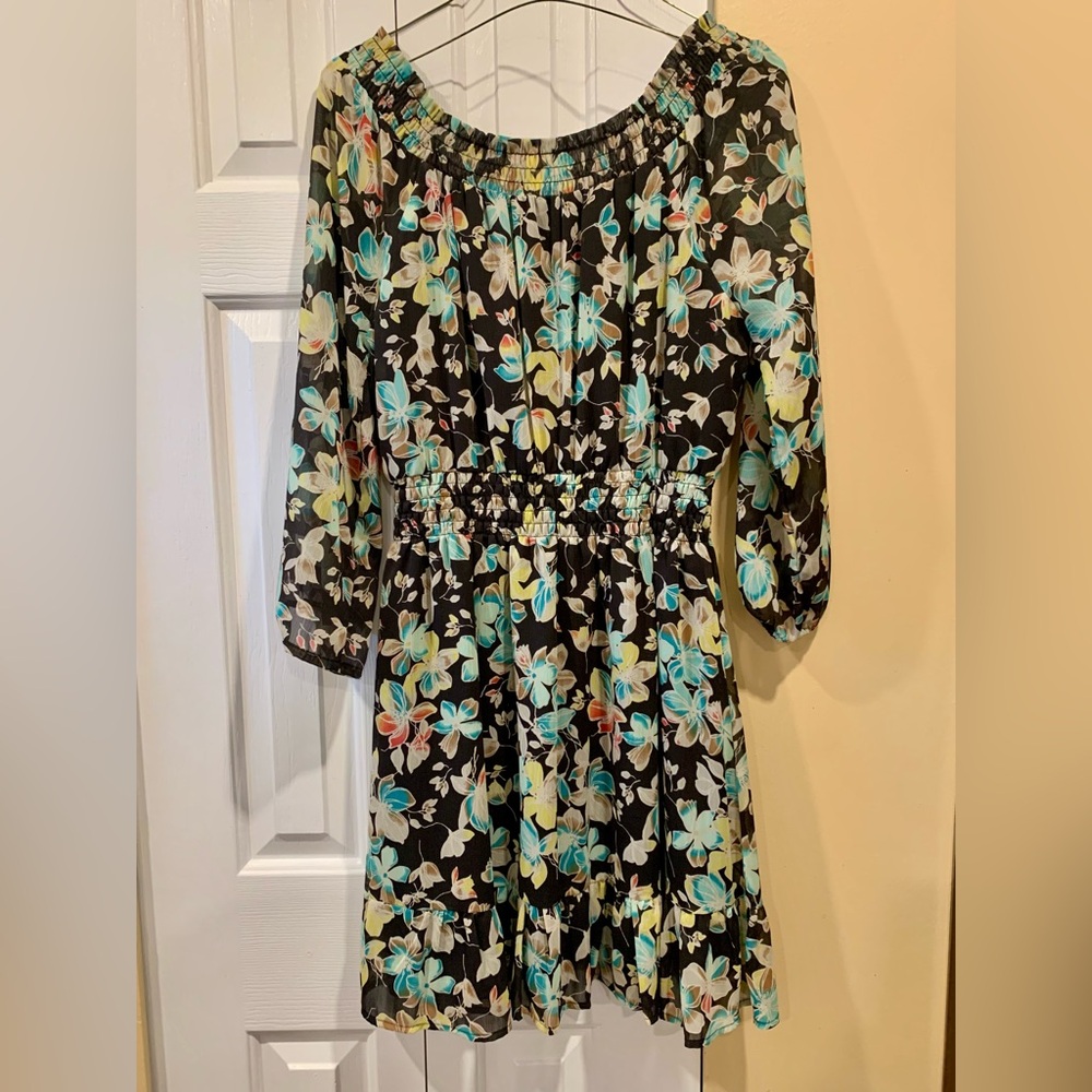 Pretty and Colourful Floral Above-knee (On/Off-the-Shoulder) Dress (NWOT)